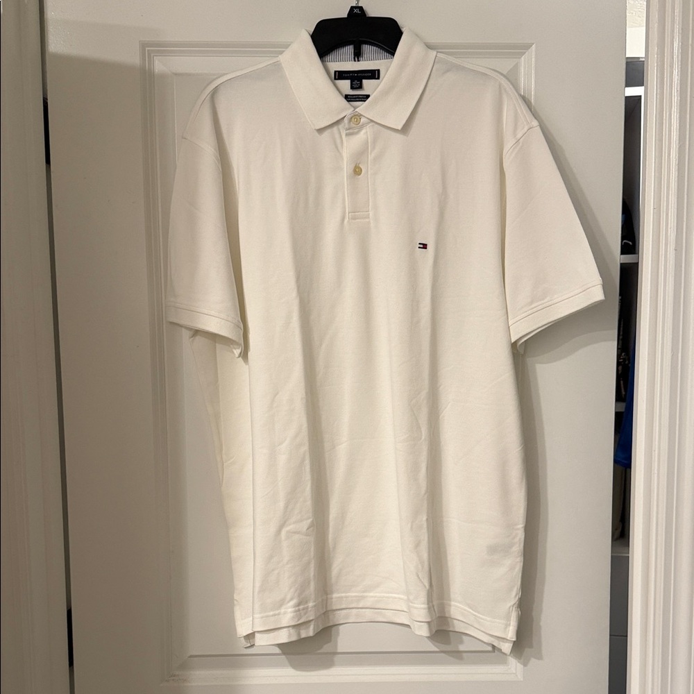 Tommy Hilfiger Men's Cream/White Polo Shirt with Subtle Logo size XL, NWOT